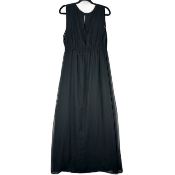 Fynn & Rose Cage Detail Sleeveless Maxi Dress Size 16 Black Chiffon - Picture 2 of 8